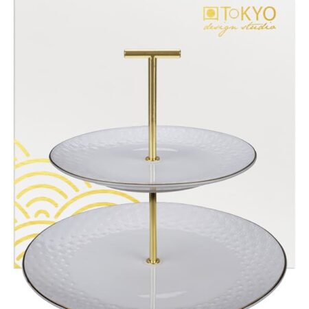 Porseleinen Taartstandaard Wit/Goud - Nippon White - 25