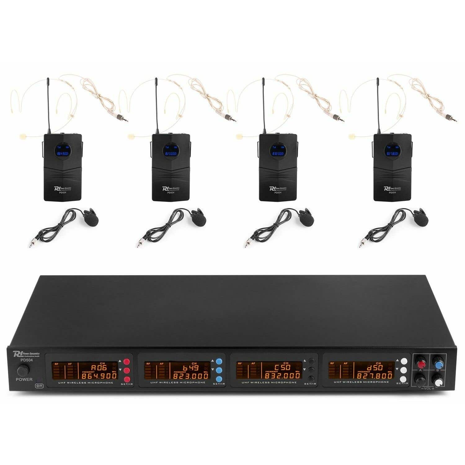 Power Dynamics PD504B digitaal draadloos microfoonsysteem met 4 | Power Dynamics