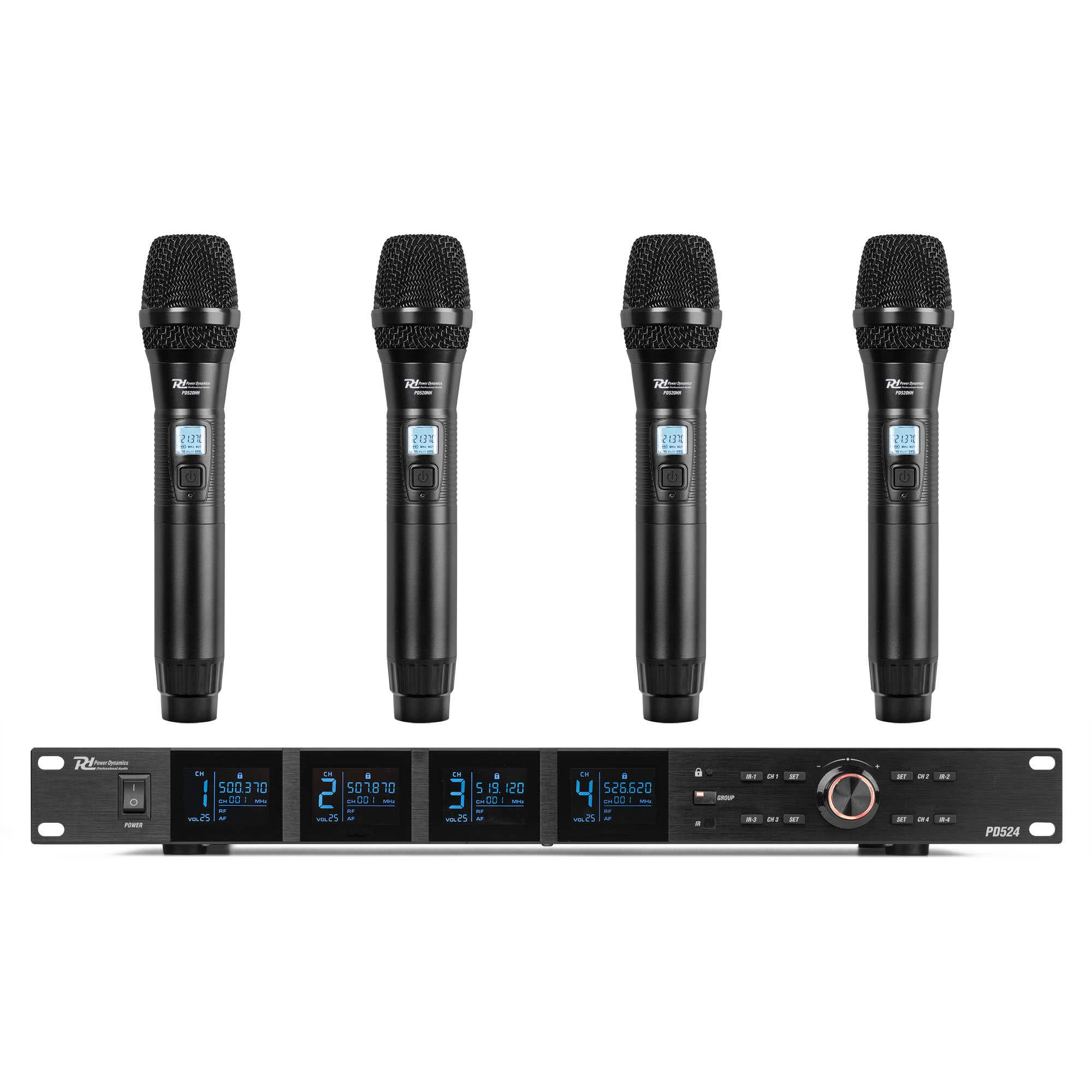 Power Dynamics PD524 UHF draadloos microfoonsysteem met 4 microfoons | Power Dynamics