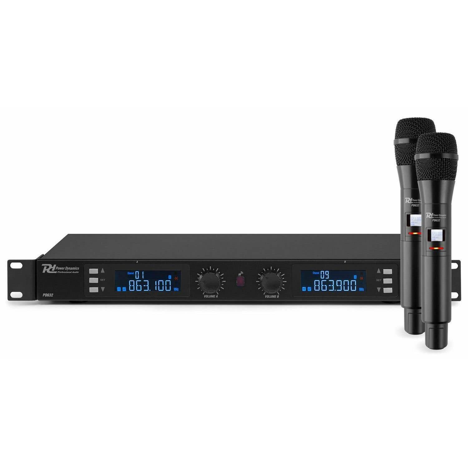Power Dynamics PD632H draadloos microfoonsysteem UHF met 2 hand | Power Dynamics