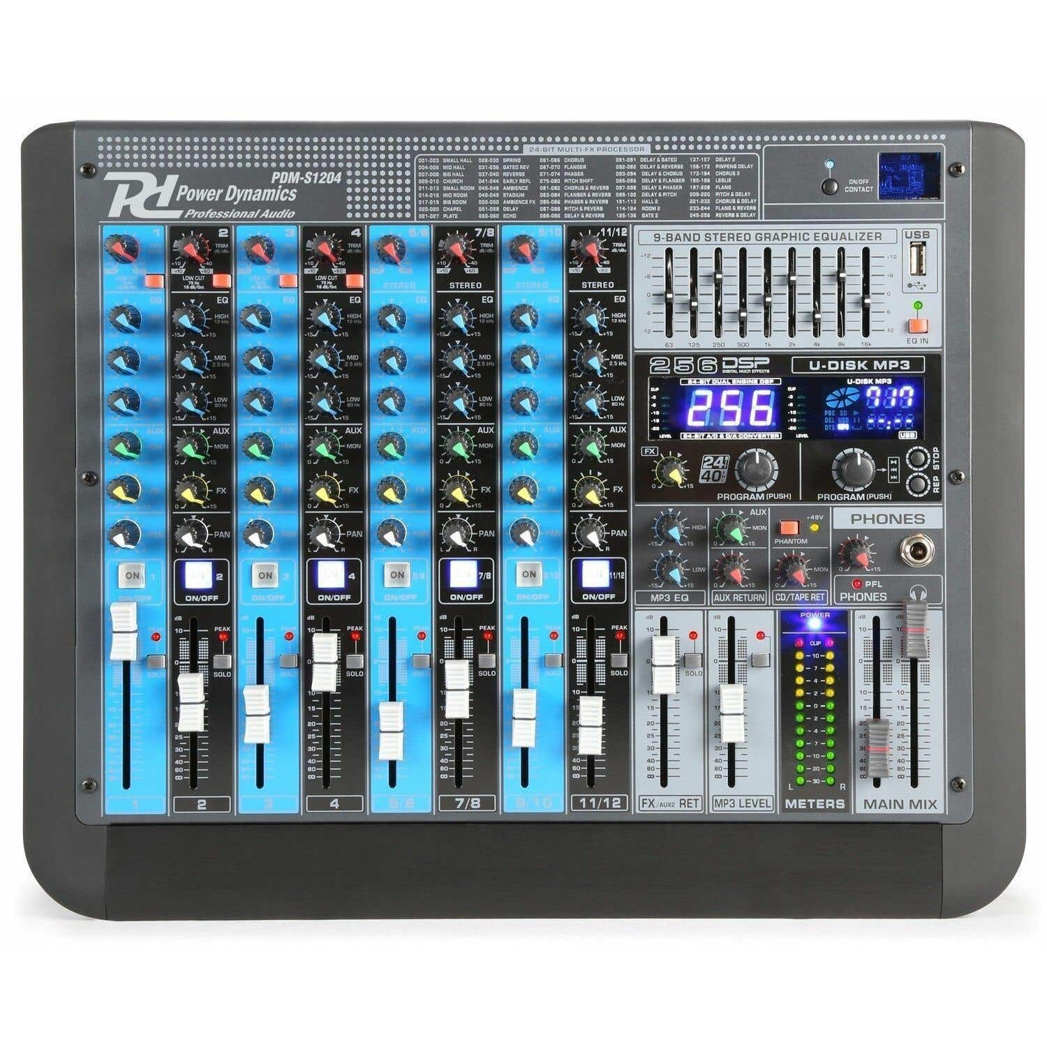 Power Dynamics PDM-S1204 professionele 12 kanaals mixer | Power Dynamics