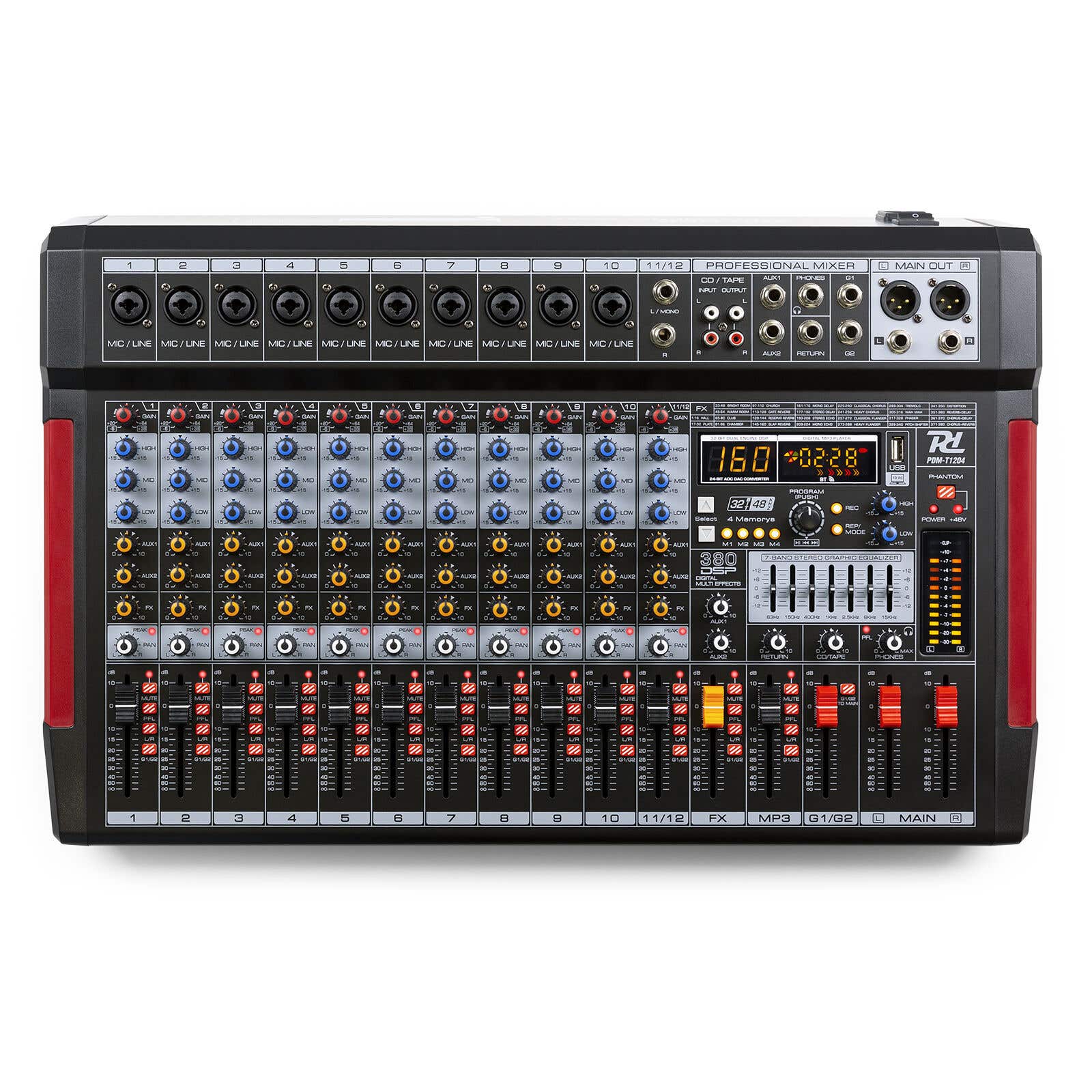 Power Dynamics PDM-T1204 - 12-kanaals mengtafel met Bluetooth