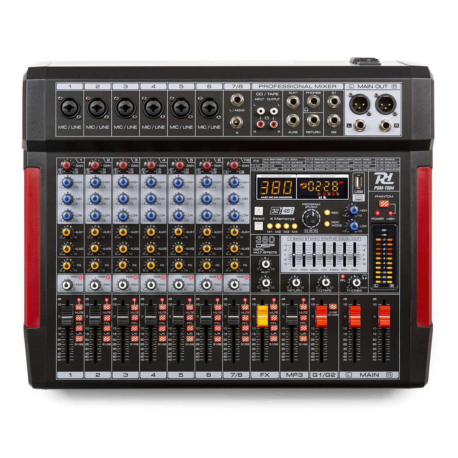 Power Dynamics PDM-T804 - 8-kanaals mengtafel met Bluetooth