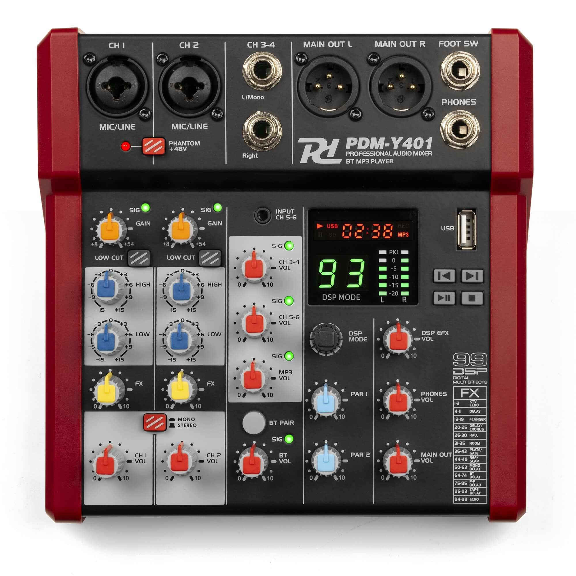 Power Dynamics PDM-Y401 mixer - 4 kanaals mengpaneel met Bluetooth | Power Dynamics