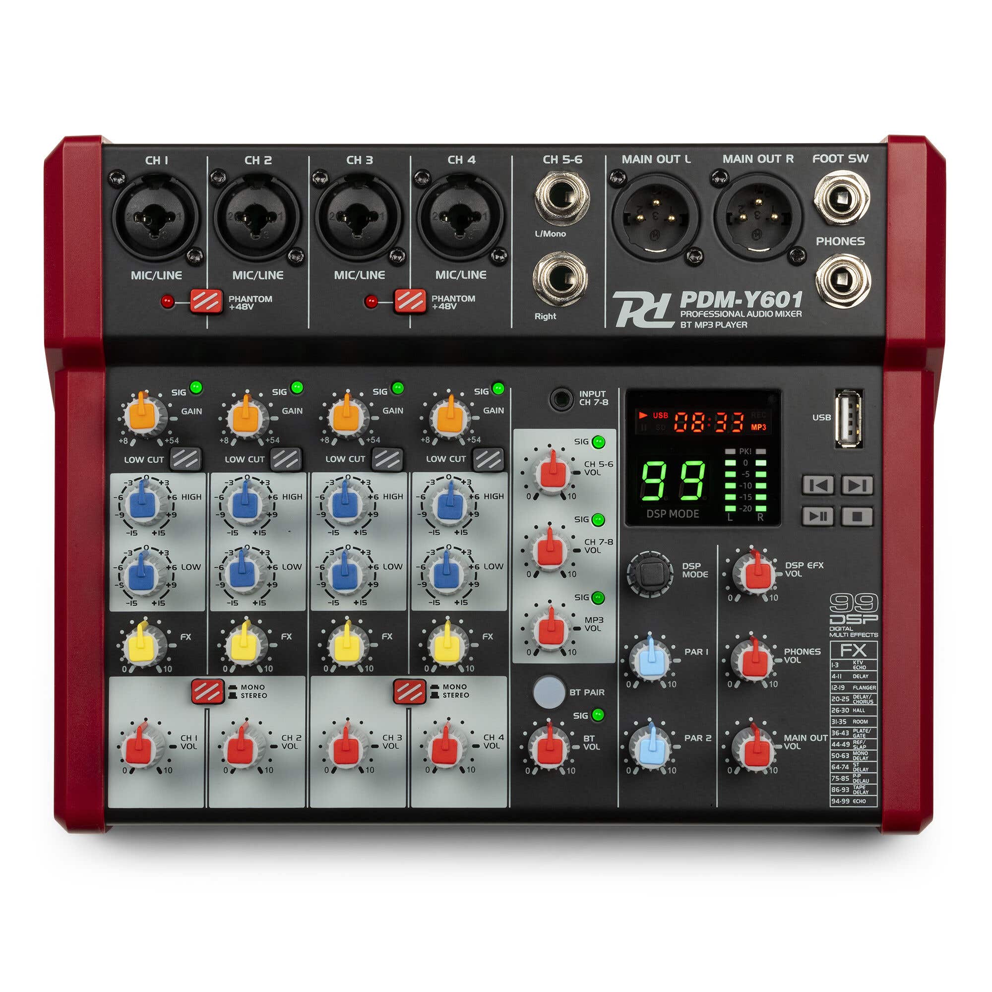 Power Dynamics PDM-Y601 mixer - 6 kanaals mengpaneel met Bluetooth | Power Dynamics