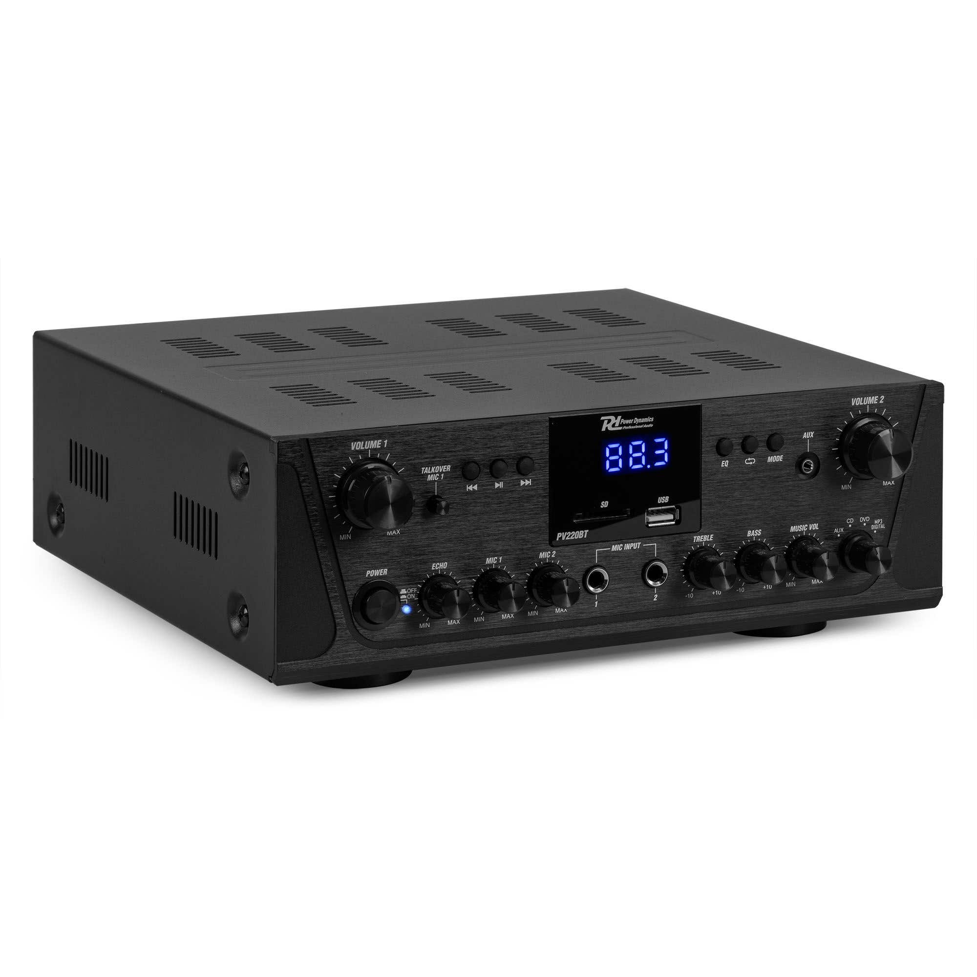 Power Dynamics PV220BT 2-zone Bluetooth versterker - 2x 100W | Power Dynamics