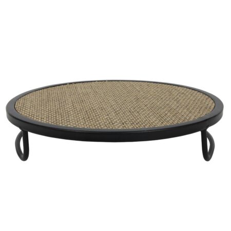 Presentatie tray Ø25x5cm metaal met stof | CosyDecor