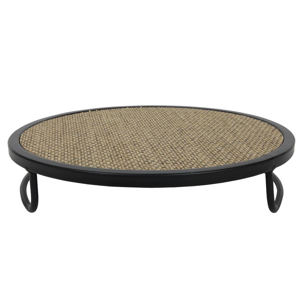 Presentatie tray Ø25x5cm metaal met stof | CosyDecor