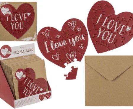 Puzzel kaart hart 20 stukjes met envelop | OOTB