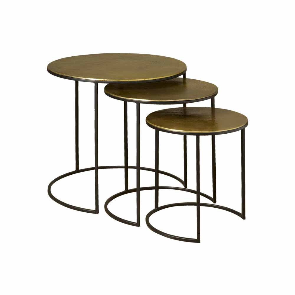 RENEW Bijzettafel Marina Set van 3 stuks - Brass Antique - Rond | RENEW