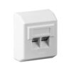 RJ45 Wandcontactdoos Opbouw - 2x RJ45 - CAT-5e - Afgeschermd - Incl. Afdekraam - Netwerkdoos - 10 Gigabit - Wit | Goobay