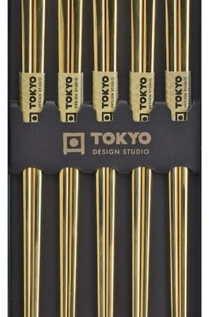 RVS Eetstokjes Giftbox - Tokyo Design Studio - Goud - 5 paar | Tokyo Design Studio