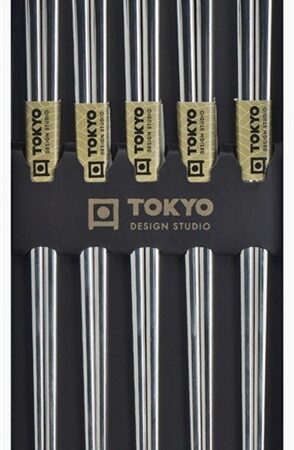 RVS Eetstokjes Set - Tokyo Design Studio - Zilver - 5 paar | Tokyo Design Studio
