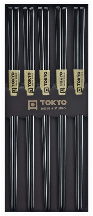 RVS Eetstokjes Set - Tokyo Design Studio - Zwart - 5 stuks | Tokyo Design Studio