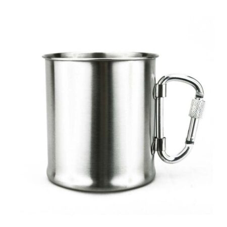 RVS beker 300 ml met karabijnhaak | Fosco stainless steel cup | Fosco