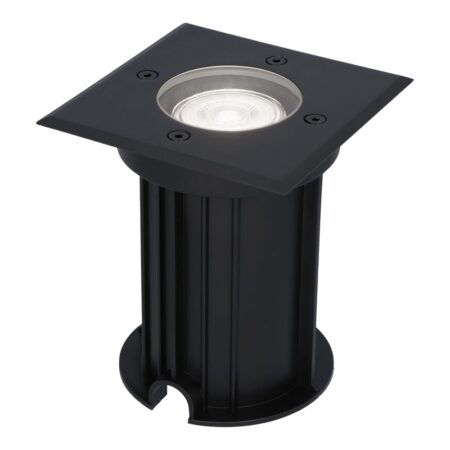 Ramsay LED Grondspot Vierkant - Dimbaar - GU10 - 6500K daglicht wit - 4 Watt 345 Lumen - Tuinspot - Zwart - IP67 waterdicht - Overrijdbaar voor de Oprit