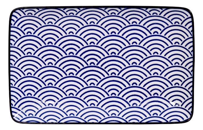 Rechthoekig Bord - Tokyo Design Studio - Nippon Blue - Golven - 21 x 13.5cm | Tokyo Design Studio