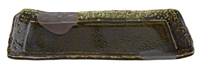 Rechthoekig Oribe Bord - Bruin en Olijfgroen - 33.6 x 14 cm | Tokyo Design Studio