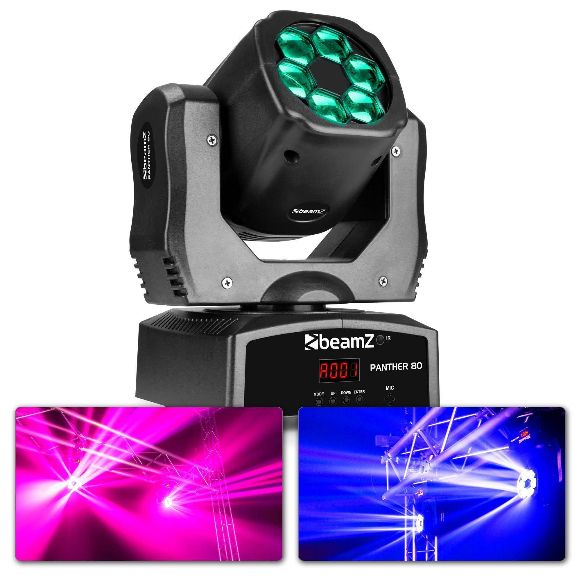Retourdeal - BeamZ Panther 80 LED moving head met roterende lenzen | BeamZ