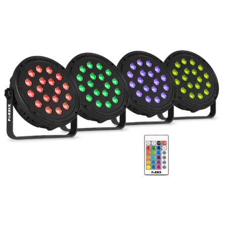 Retourdeal - Fuzzix Comet M16 LED par set - 4 LED parren met 18 RGB | Fuzzix