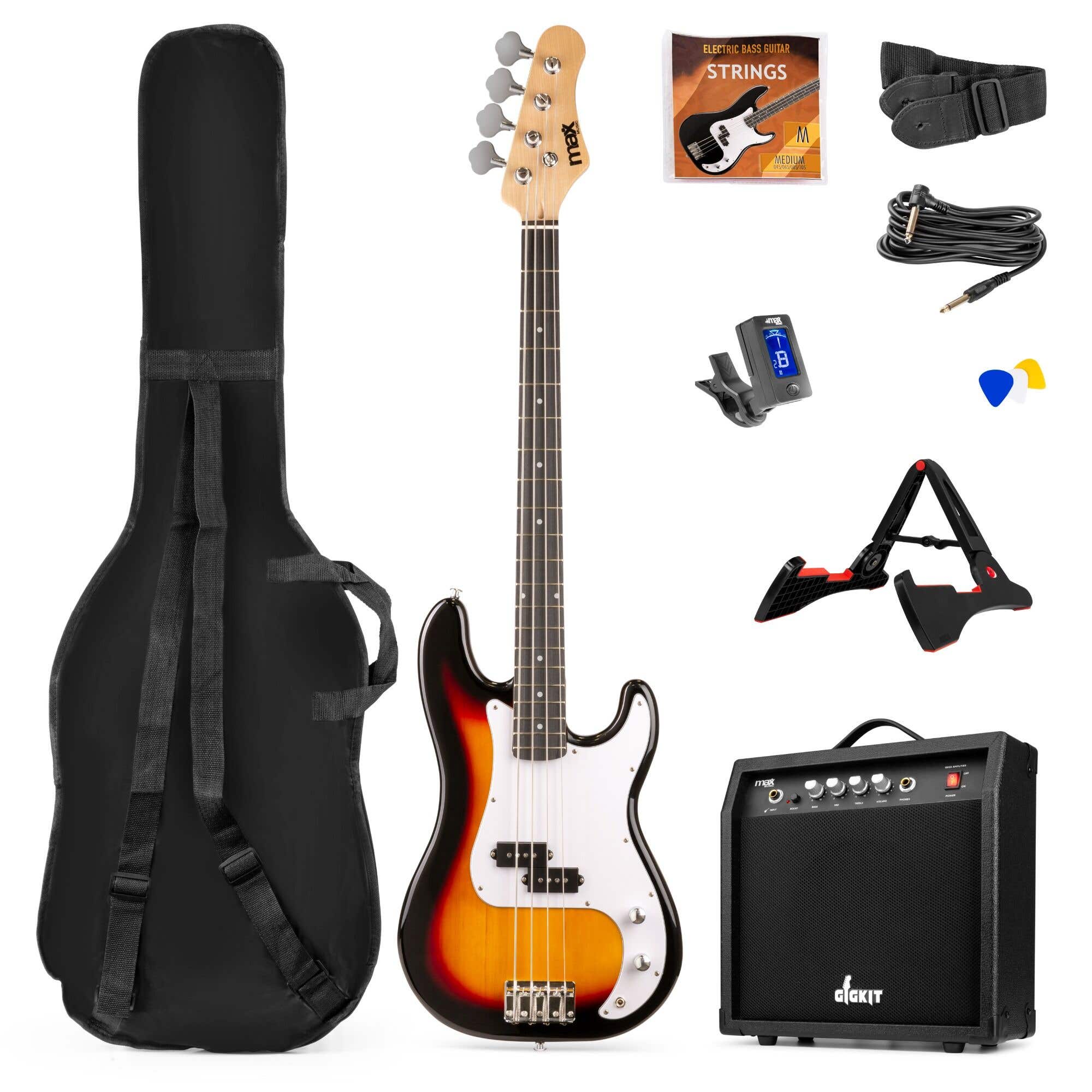 Retourdeal - Max Gigkit Basgitaar - 4/4 - met 40 Watt versterker - | MAX