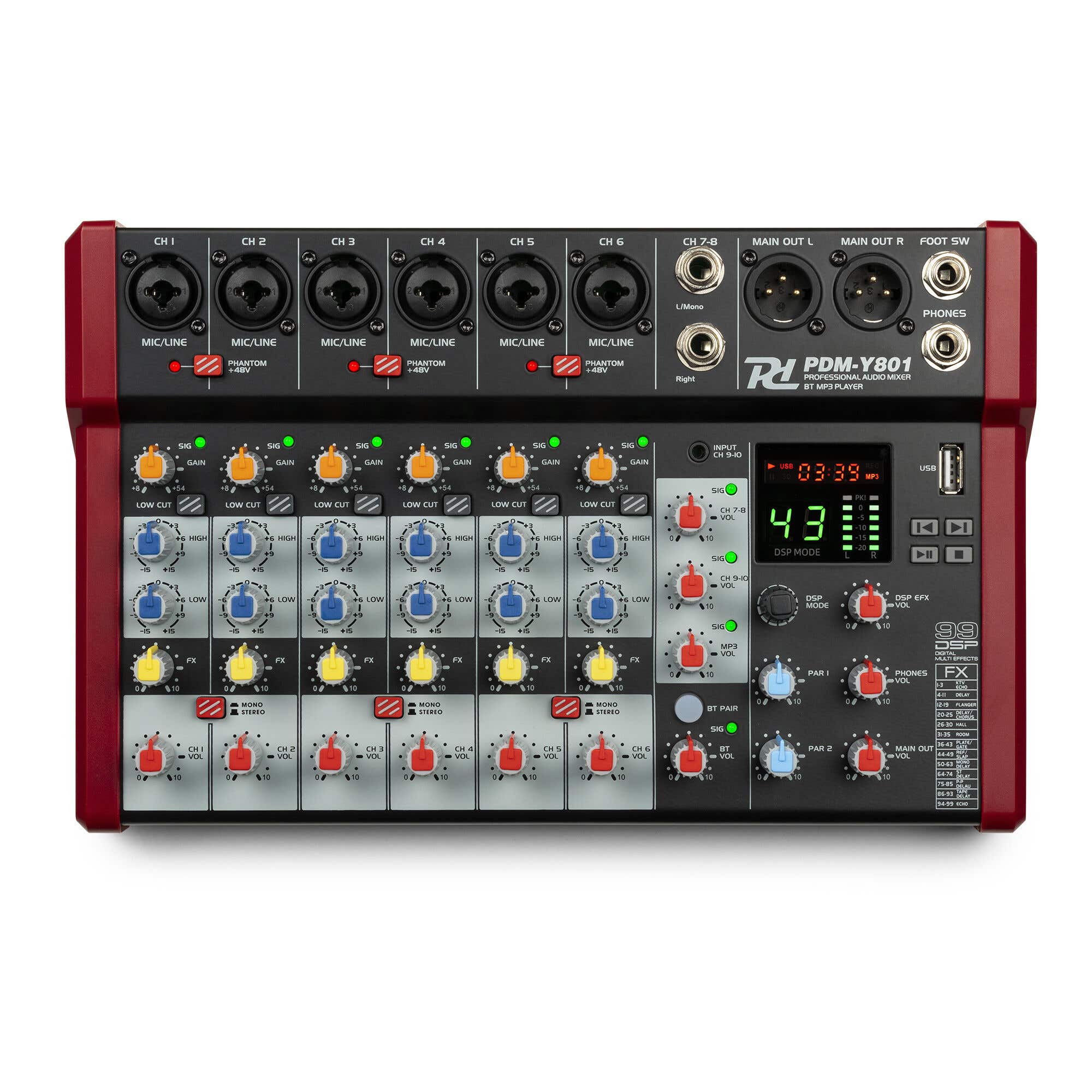 Retourdeal - Power Dynamics PDM-Y801 mixer - 8 kanaals mengpaneel met | Power Dynamics