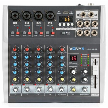 Retourdeal - Vonyx VMM-K602 6 kanaals muziekmixer met Bluetooth en | Vonyx