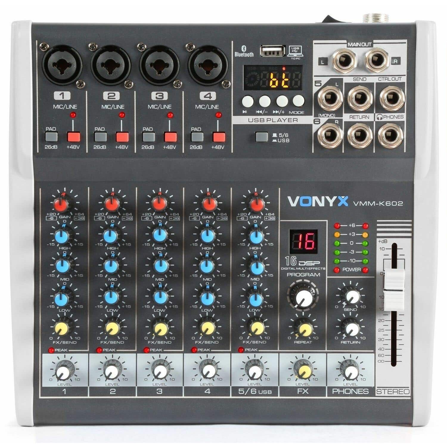 Retourdeal - Vonyx VMM-K602 6 kanaals muziekmixer met Bluetooth en | Vonyx