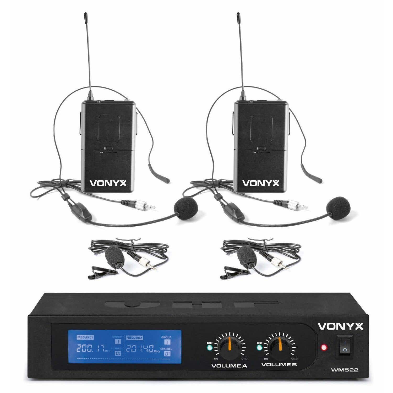 Retourdeal - Vonyx WM522B draadloze headset microfoonset 2-kanaals VHF | Vonyx