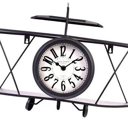 Retro klok dubbeldekker van metaal | DecoImport