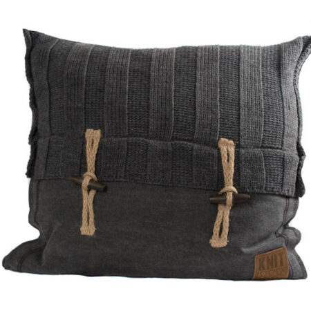 Rib kussen 50 x 50 antraciet | Knit Factory