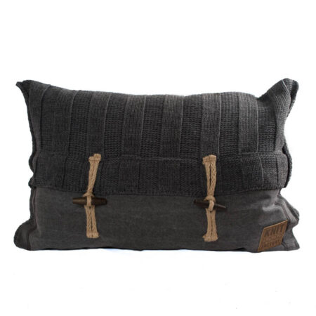 Rib kussen 60 x 40 antraciet | Knit Factory