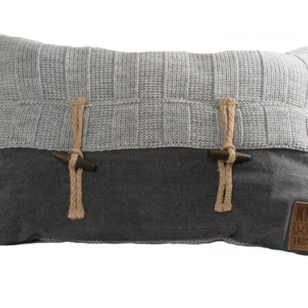 Rib kussen 60 x 40 lichtgrijs | Knit Factory