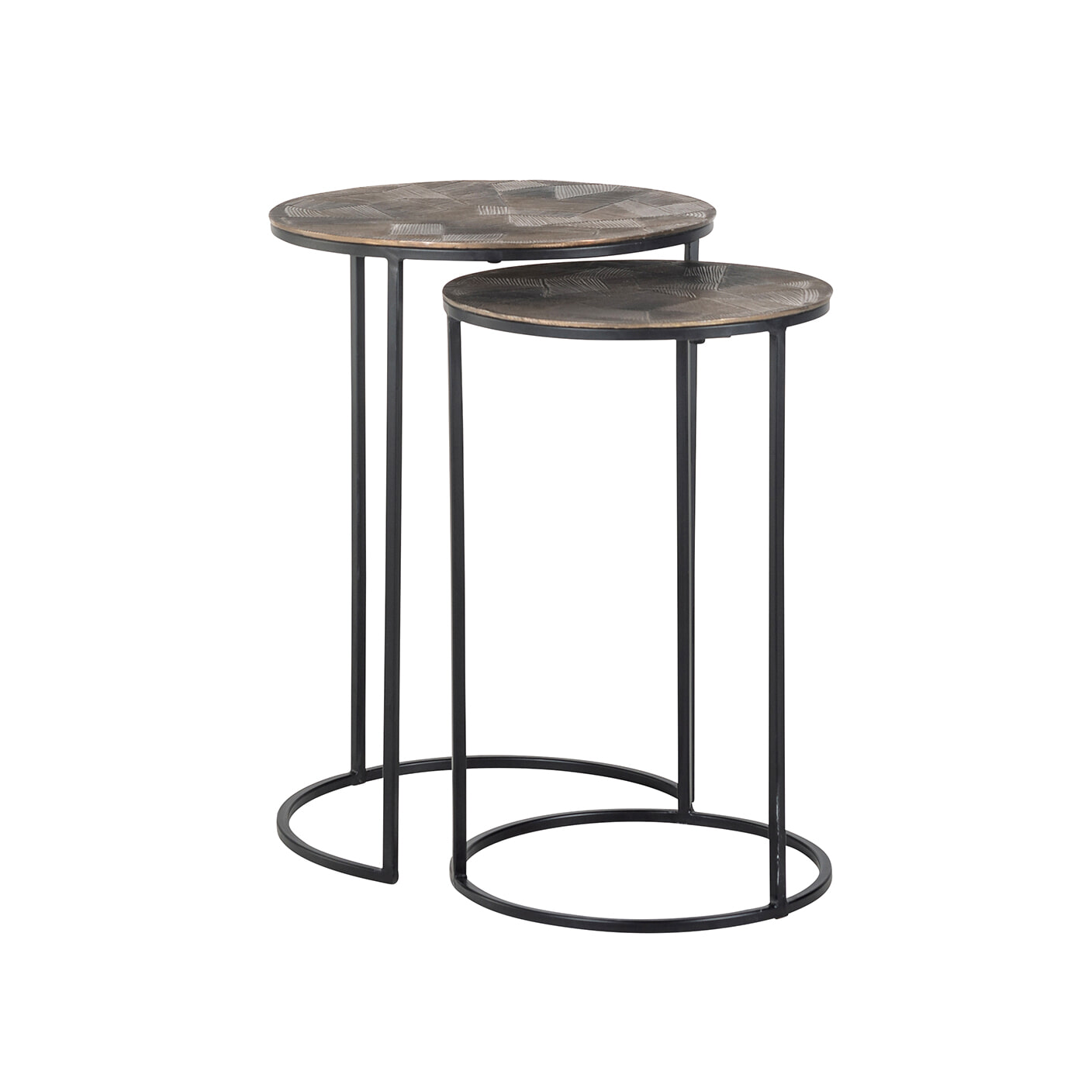 Richmond Bijzettafel Tulum Set van 2 stuks - Brushed Gold - Rond | Richmond Interiors