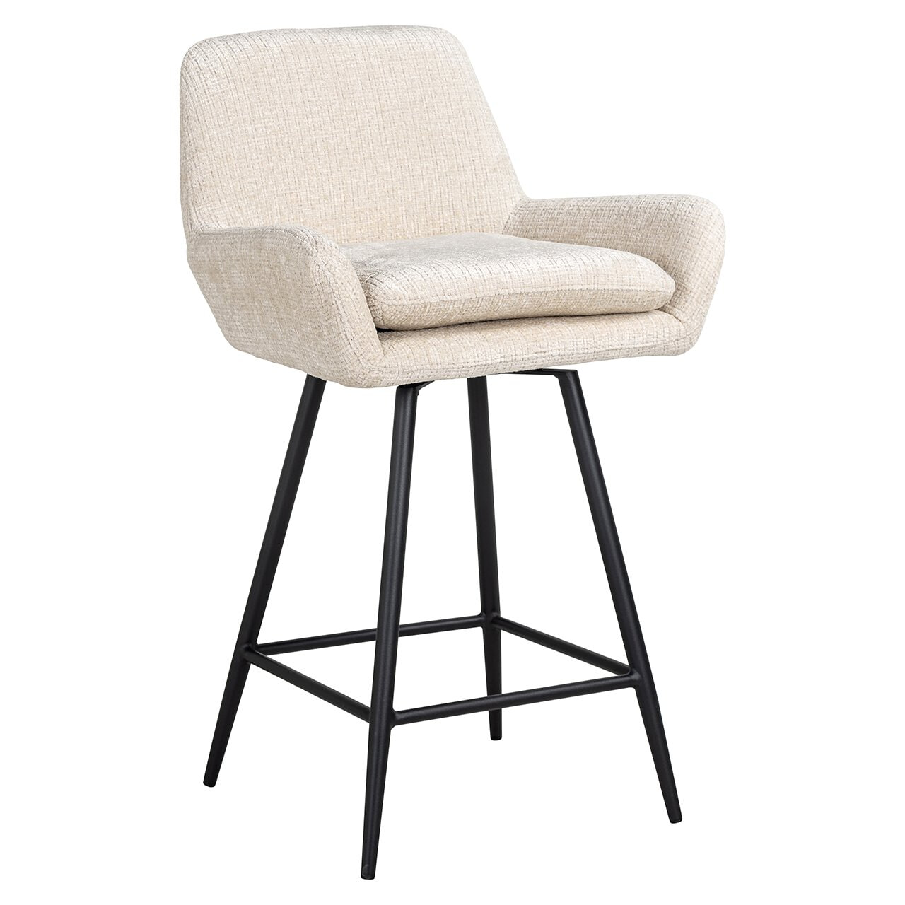 Richmond Draaibare Barstoel Linsey Chenille - Beige (zithoogte 68cm) | Richmond Interiors