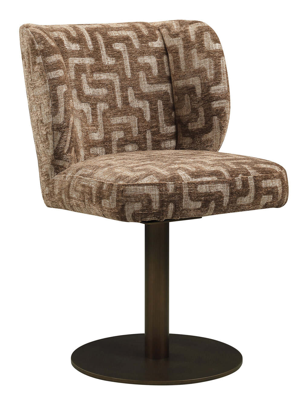 Richmond Draaibare Eetkamerstoel Fiona Labyrinth-stof - Bruin | Richmond Interiors