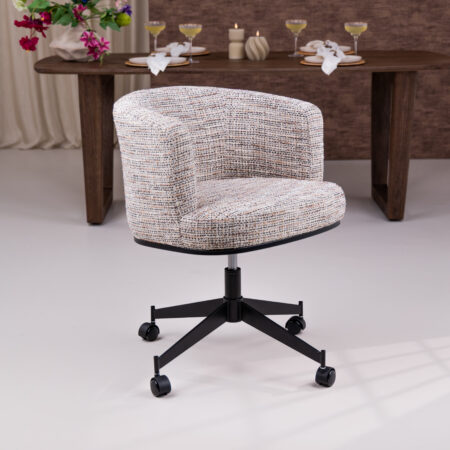 Richmond Draaibare Eetkamerstoel Rochenne Op wielen - Naturel | Richmond Interiors