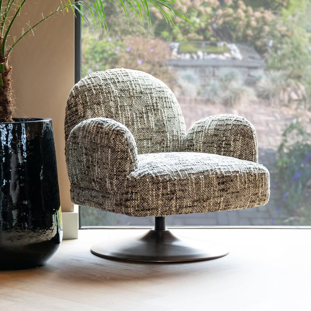 Richmond Draaifauteuil Kagney Geweven stof - Bruin | Richmond Interiors