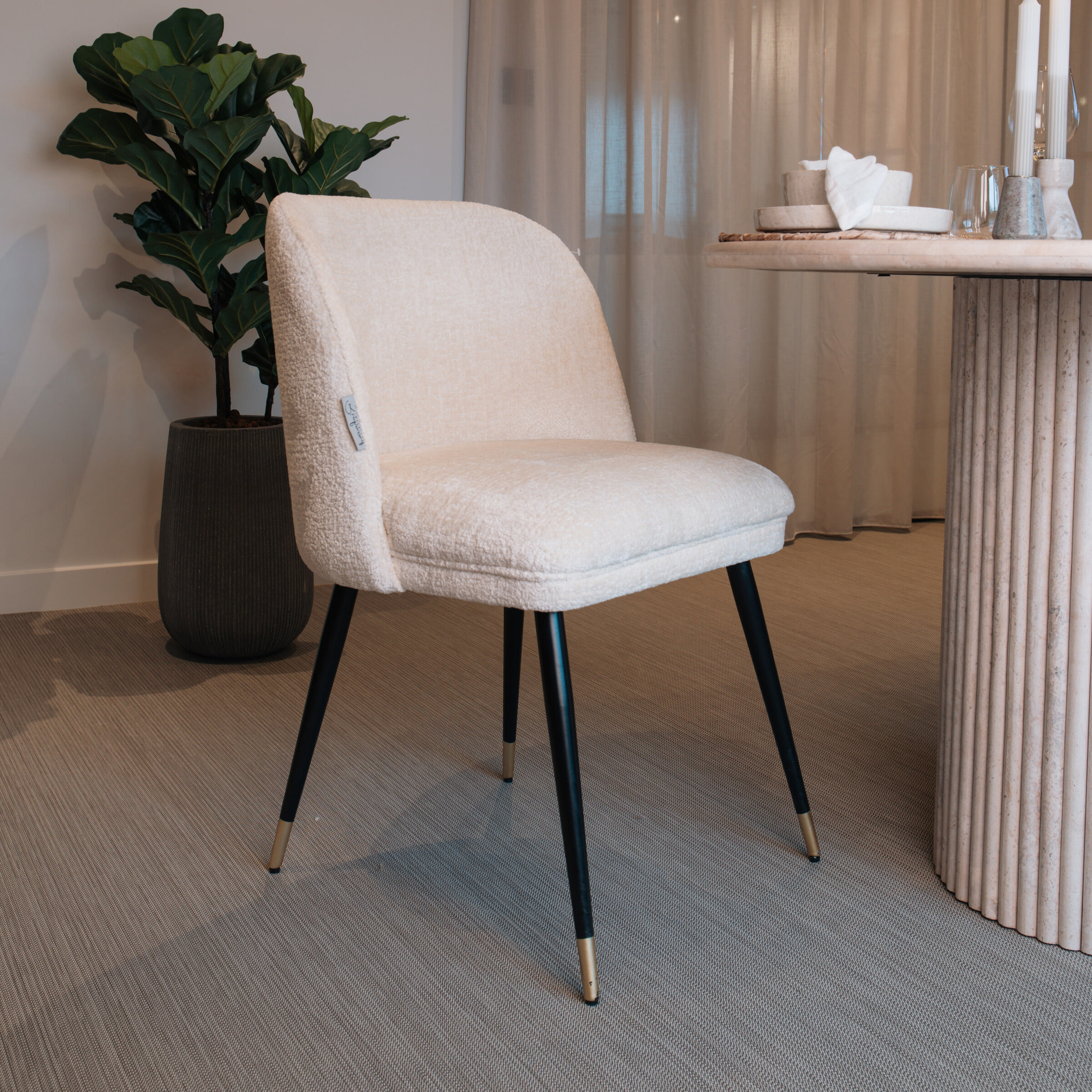 Richmond Eetkamerstoel Alicia Chenille - Wit | Richmond Interiors