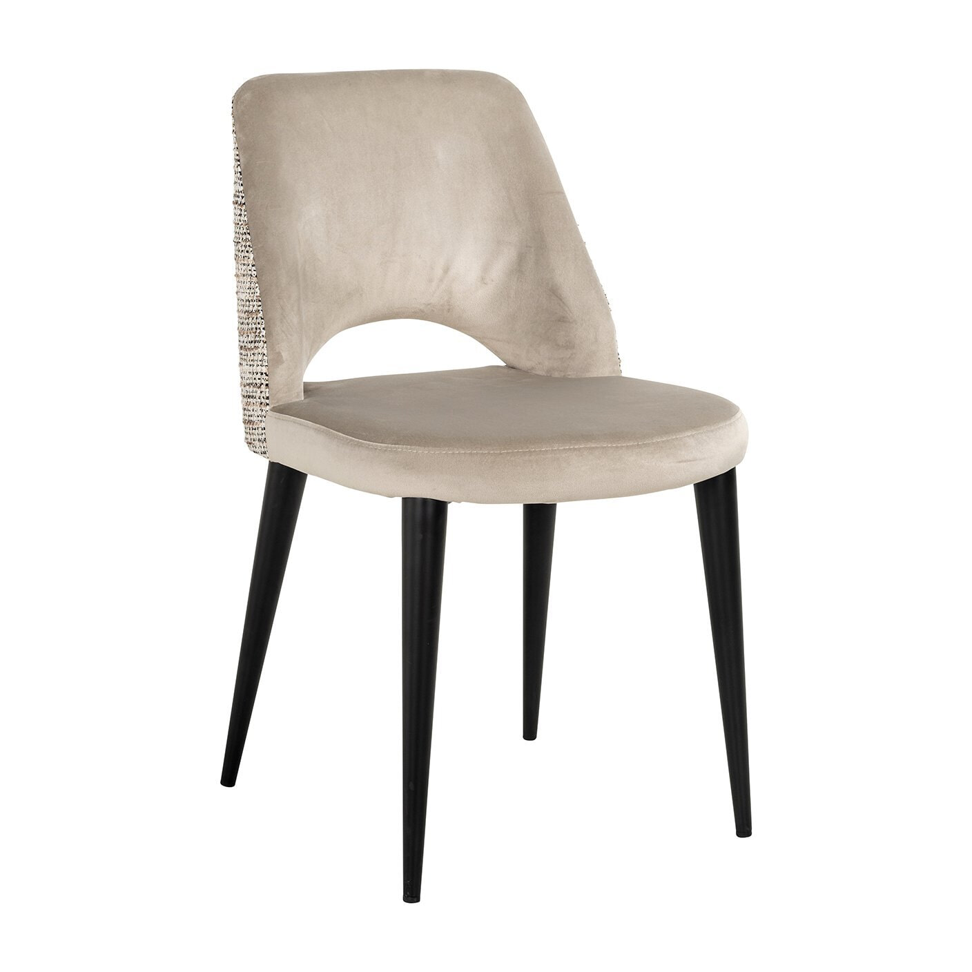 Richmond Eetkamerstoel Tabitha Velvet en stof - Khaki/Naturel | Richmond Interiors