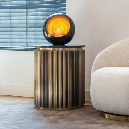 Richmond Ronde Bijzettafel Ironville Ø 50cm - goud / zwart marmer | Richmond Interiors