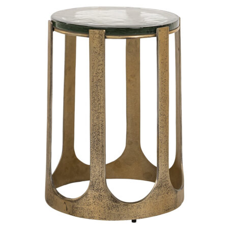 Richmond Ronde Bijzettafel Rixo Glas en brushed gold