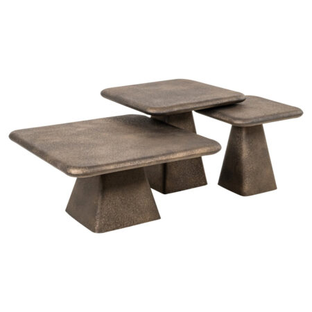 Richmond Salontafel Marlie Set van 3 stuks - Goud - Vierkant | Richmond Interiors