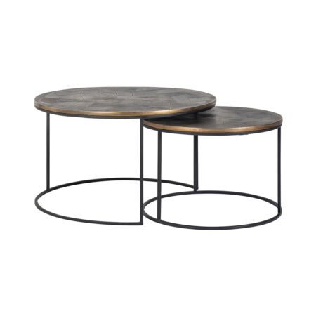 Richmond Salontafel Tulum Set van 2 stuks - Brushed Gold - Rond | Richmond Interiors