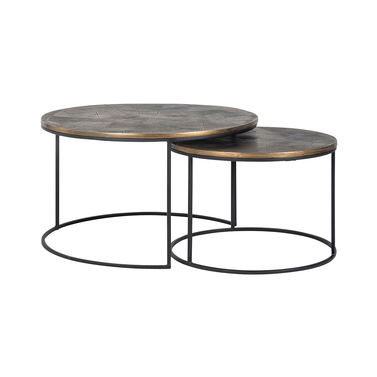 Richmond Salontafel Tulum Set van 2 stuks - Brushed Gold - Rond | Richmond Interiors