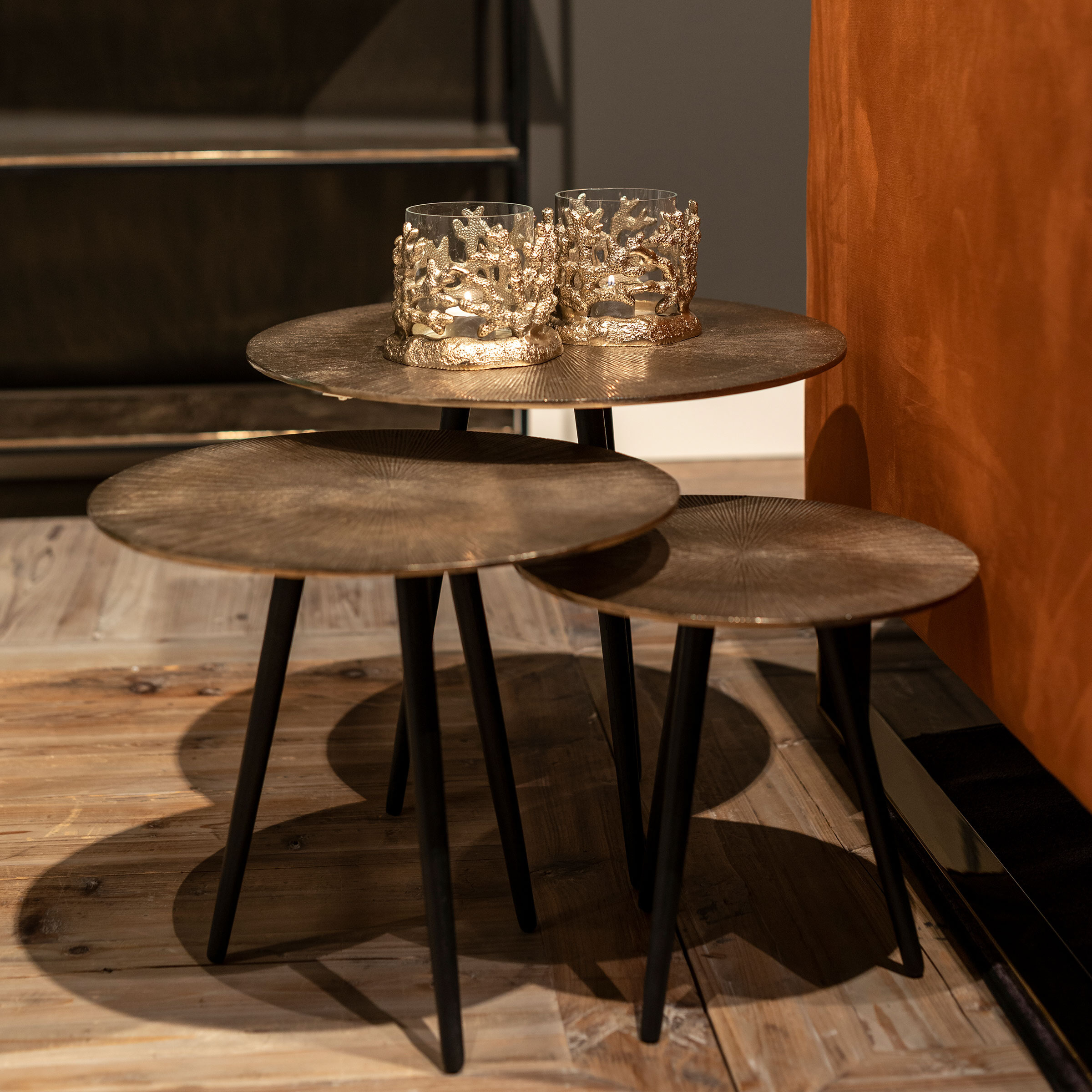 Richmond Salontafel Vittorio Set van 3 stuks - Goud - Rond | Richmond Interiors