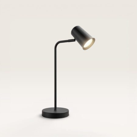 Riga - LED Tafellamp - 4 Watt 345 Lumen - 4000K Neutraal wit- Kantelbaar en Draaibaar - Ingebouwde snoerdimmer - Bureaulamp - GU10 - IP20 voor binnen - Zwart | HOFTRONIC