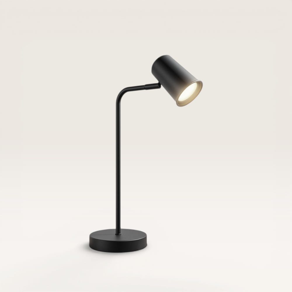 Riga - LED Tafellamp - 4 Watt 345 Lumen - 4000K Neutraal wit- Kantelbaar en Draaibaar - Ingebouwde snoerdimmer - Bureaulamp - GU10 - IP20 voor binnen - Zwart | HOFTRONIC