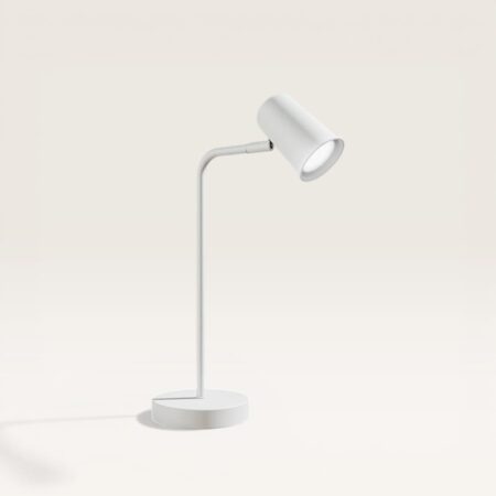 Riga - LED Tafellamp - 4 Watt 345 Lumen - 6500K Daglicht wit- Kantelbaar en Draaibaar - Ingebouwde snoerdimmer - Bureaulamp - GU10 - IP20 voor binnen - Wit | HOFTRONIC