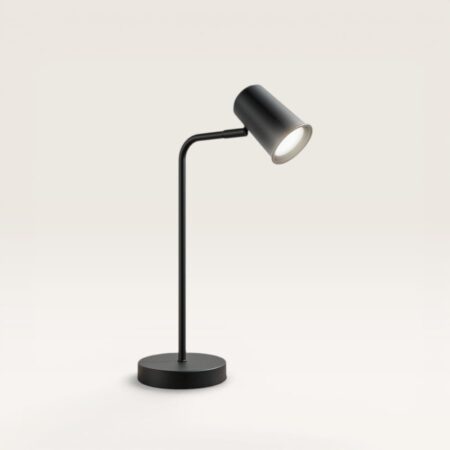 Riga - LED Tafellamp - 4 Watt 345 Lumen - 6500K Daglicht wit- Kantelbaar en Draaibaar - Ingebouwde snoerdimmer - Bureaulamp - GU10 - IP20 voor binnen - Zwart | HOFTRONIC